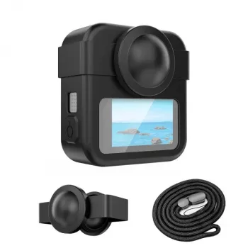 PULUZ 3-in-1-sarja suojakotelo, objektiivinsuojus, käsihihna GoPro Max 2:lle - musta