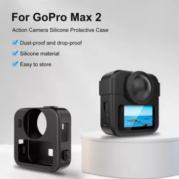 PULUZ 3-in-1-sarja suojakotelo, objektiivinsuojus, käsihihna GoPro Max 2:lle - musta
