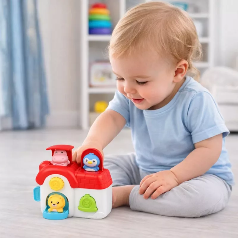 LEAN TOYS interaktiivinen oppimistalo taaperoille - pop-up-eläimet