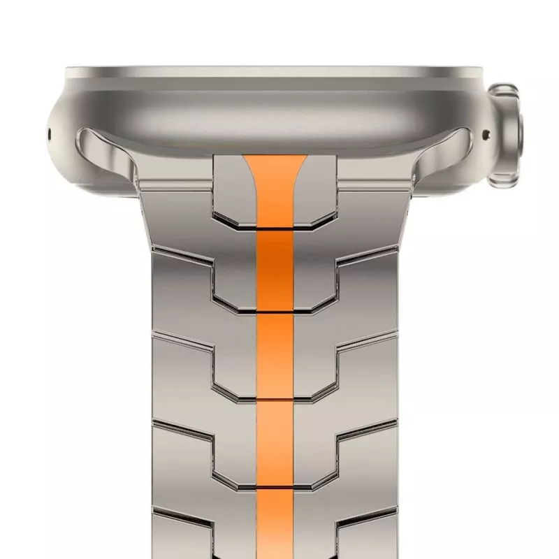 TECH-PROTECT STAINLESS LINE Apple Watch -ranneke 44/45/46/49 mm titaani/oranssi