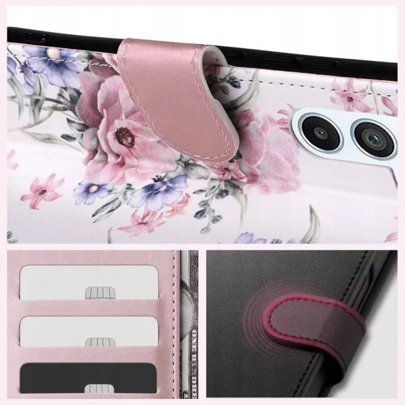 TECH-PROTECT-lompakkokotelo Redmi Note 13 Pro 5G / Poco X6 5G:lle korttipaikalla, kukkakuvio