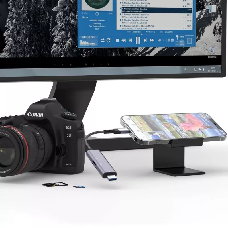 TECH-PROTECT ULTRABOOST -kortinlukija SD & Micro SD Lightning & USB harmaa