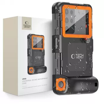 TECH-PROTECT IPX8 yleinen sukellusvedenpitävä kotelo musta/oranssi