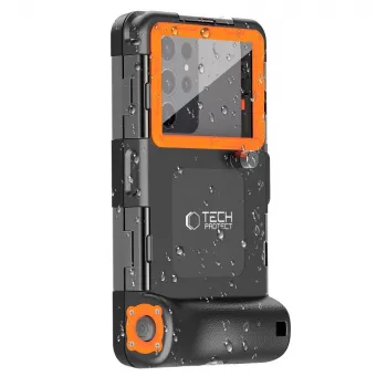 TECH-PROTECT IPX8 yleinen sukellusvedenpitävä kotelo musta/oranssi