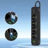 TECH-PROTECT PCL4X3 jatkojohto pitkä 2 USB & 1 Type-C & 4 pistorasiaa 200cm musta