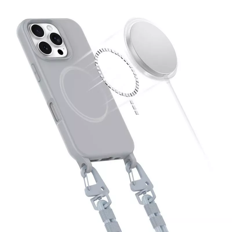 Tech-Protect Magnecklace MagSafe -puhelinranneke iPhone 16 Pro Max harmaa