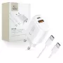 TECH-PROTECT NCA30 2-porttinen verkkolaturi PD 30W / QC3.0 + USB-C-kaapeli valkoinen