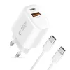 TECH-PROTECT NCA30 2-porttinen verkkolaturi PD 30W / QC3.0 + USB-C-kaapeli valkoinen