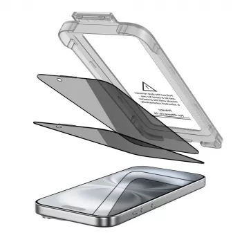TECH-PROTECT QUICK SET SPY+ Privacy karkaistu lasi -näytönsuojus 2 kpl:n pakkaus Apple iPhone 15 / iPhone 16