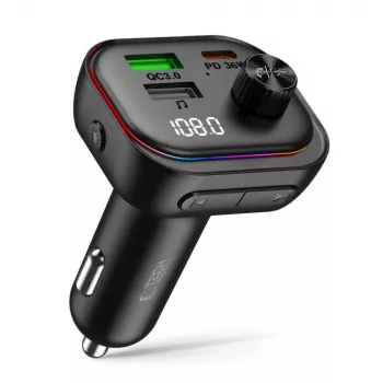 Tech-Protect CC07 3-porttinen autolaturi PD 54W + FM-lähetin Bluetooth musta