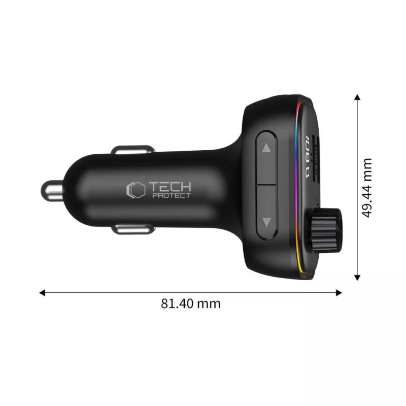 Tech-Protect CC07 3-porttinen autolaturi PD 54W + FM-lähetin Bluetooth musta