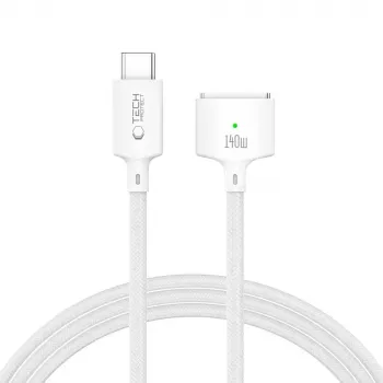 Tech-Protect MMC01 UltraBoost magneettinen MacBook-kaapeli USB-C - MagSafe 3 140W 200 cm valkoinen