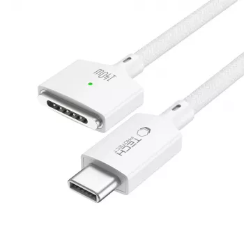 Tech-Protect MMC01 UltraBoost magneettinen MacBook-kaapeli USB-C - MagSafe 3 140W 200 cm valkoinen