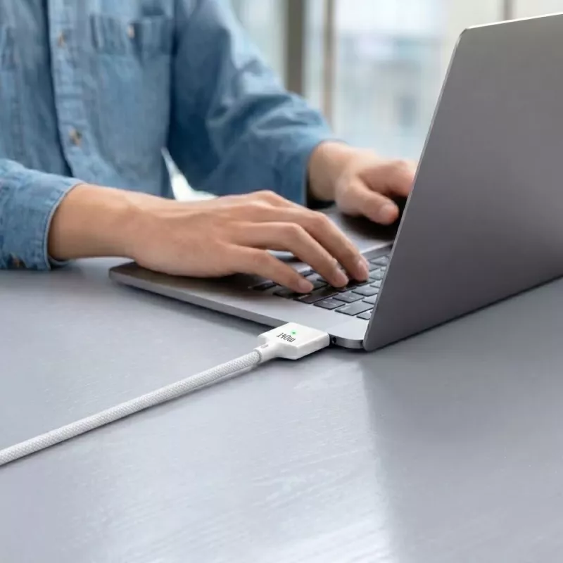 Tech-Protect MMC01 UltraBoost magneettinen MacBook-kaapeli USB-C - MagSafe 3 140W 200 cm valkoinen