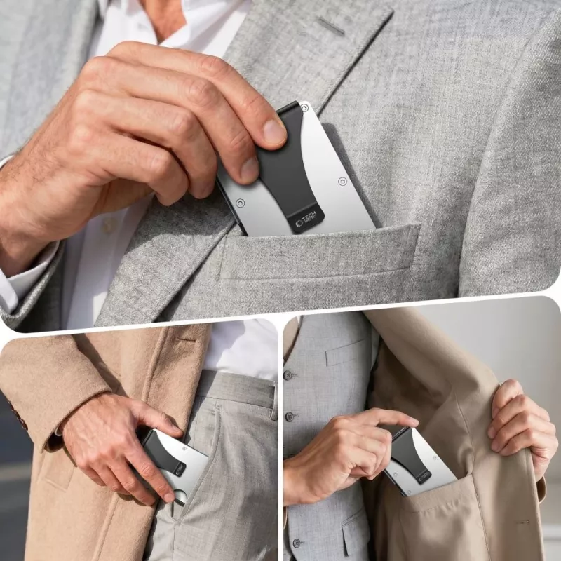 Tech-Protect Thorn RFID -korttilompakko teräksenhopea