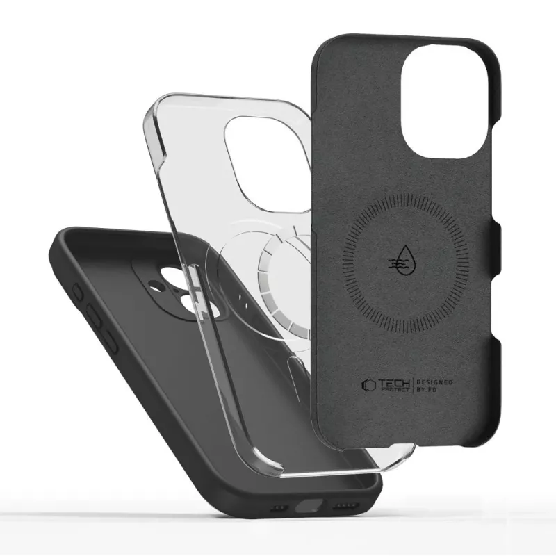 Tech-Protect silikoni MagSafe iPhone 17 takakuori musta