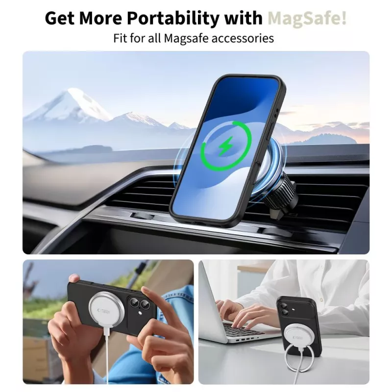 Tech-Protect silikoni MagSafe iPhone 17 takakuori musta