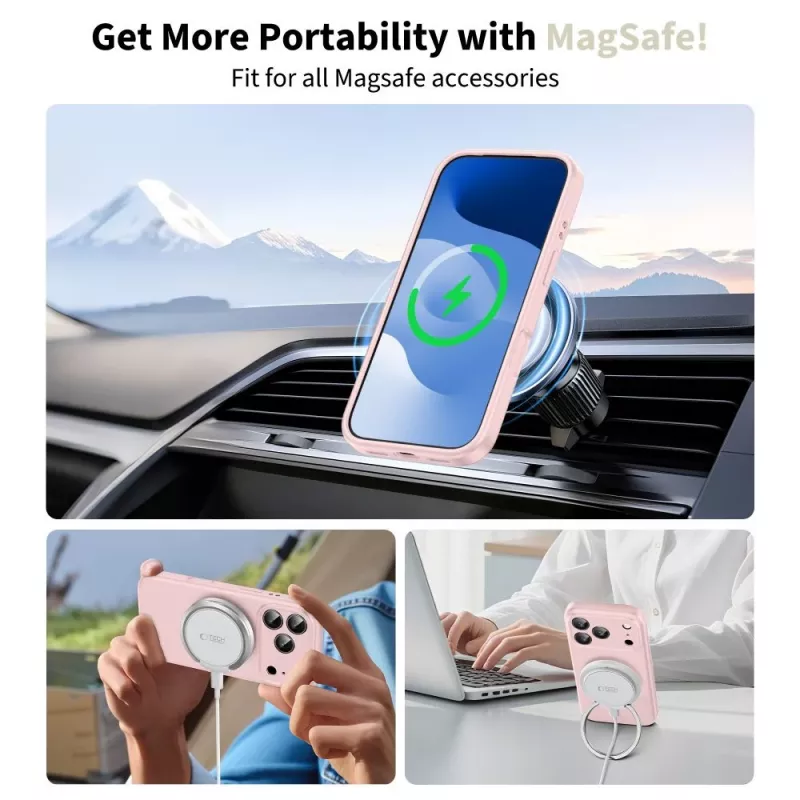 Tech-Protect silikoni MagSafe -kuori Apple iPhone 17 Pro, Pink Pearl