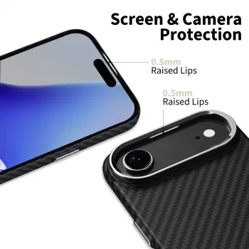 Tech-Protect Ion Carbon MagSafe -kuori iPhone 17 Air, musta/hopea