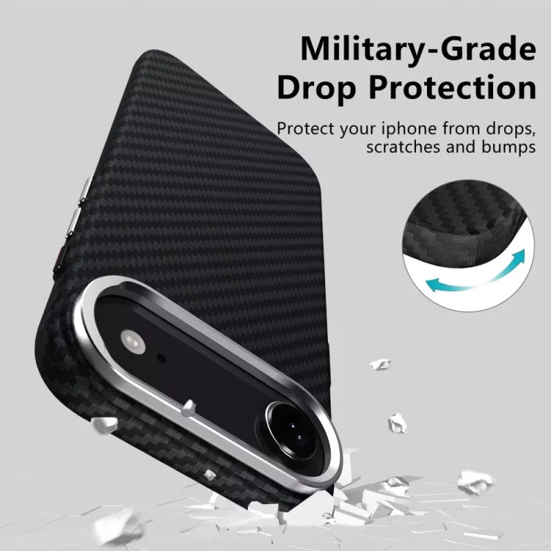 Tech-Protect Ion Carbon MagSafe -kuori iPhone 17 Air, musta/hopea