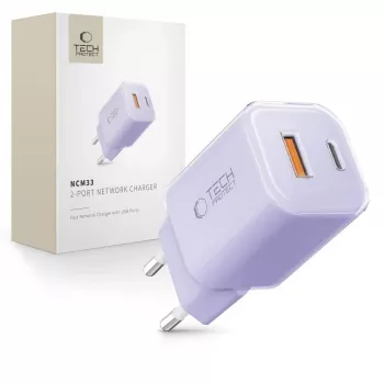 TECH-PROTECT NCM33 2-porttinen verkkolaturi PD 33W / QC3.0 Baby Purple