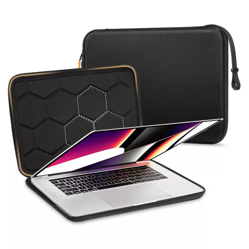 TECH-PROTECT HardPouch kannettavan tietokoneen suojahiha 15-16 tuuman musta/oranssi