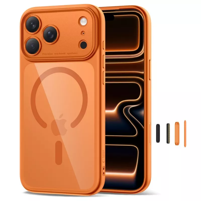 TECH-PROTECT MagPeak MagSafe kotelo iPhone 17 Pro Max, Cosmic Orange/kirkas