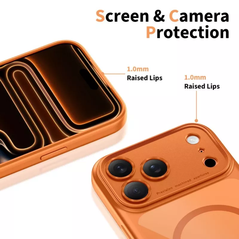 TECH-PROTECT MagPeak MagSafe kotelo iPhone 17 Pro Max, Cosmic Orange/kirkas