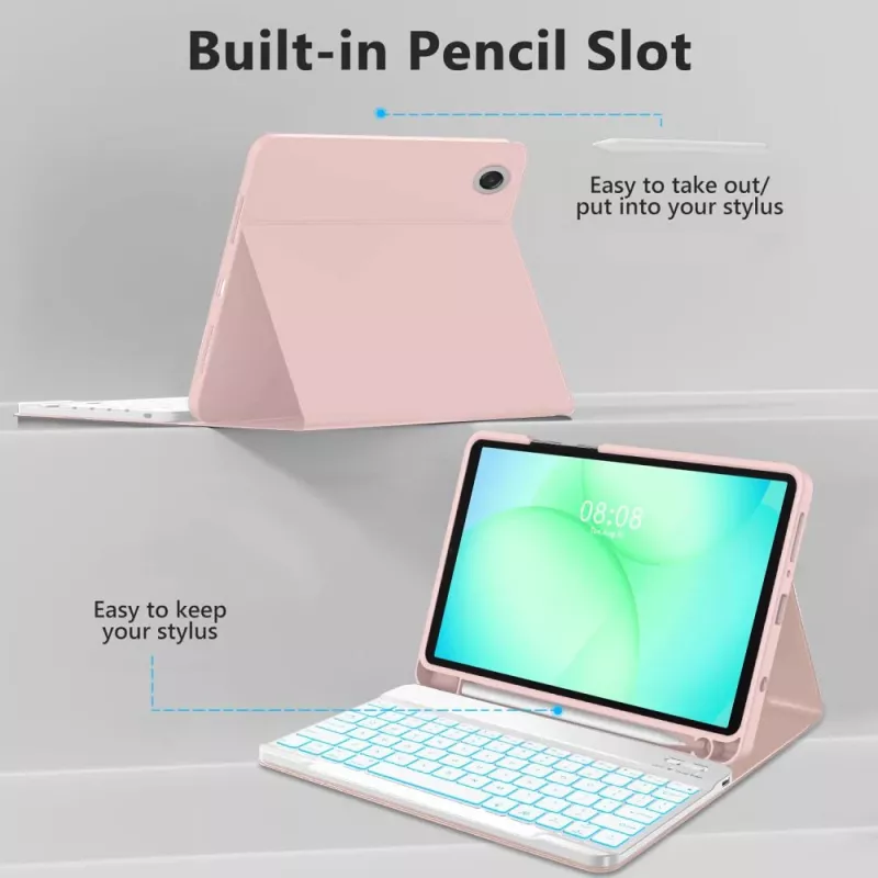 TECH-PROTECT SC Pen + Keyboard Samsung Galaxy Tab A9 / A11 8.7 X110 / X115 / X133 / X135, pinkki