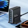 TECH-PROTECT DC160W-GAN 6-porttinen pöytälaturi PD 160W / QC3.0 musta