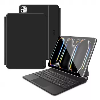 Tech-Protect SC Magnetic + Keyboard -kotelo iPad Pro 11 tuuman 5./6. sukupolvi 2024-2025, musta