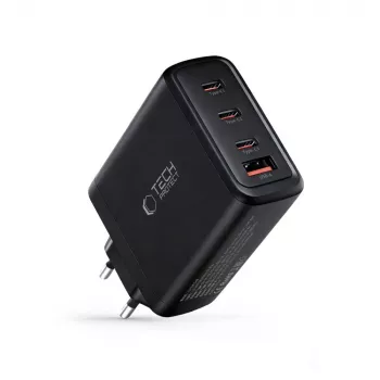 TECH-PROTECT NC140W-GAN 4-porttinen verkkolaturi PD 140W / QC3.0 musta