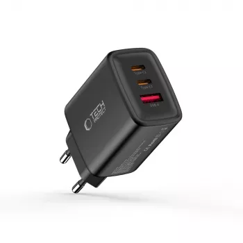 TECH-PROTECT NCA65W-GAN 3-porttinen verkkolaturi PD 65W / QC3.0 musta