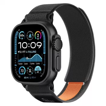 TECH-PROTECT NYLON ELITE Apple Watch 8 / 9 / 10 / 11 / SE / Ultra (44 / 45 / 46 / 49 mm) musta/oranssi