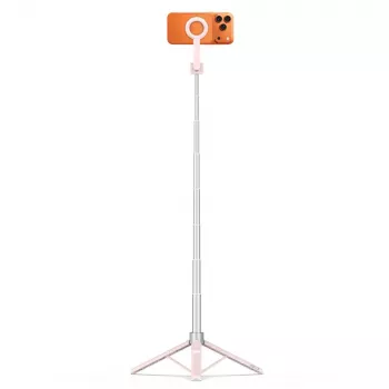 TECH-PROTECT L10S MagSafe Bluetooth -selfietikku ja -jalusta pinkki/harmaa