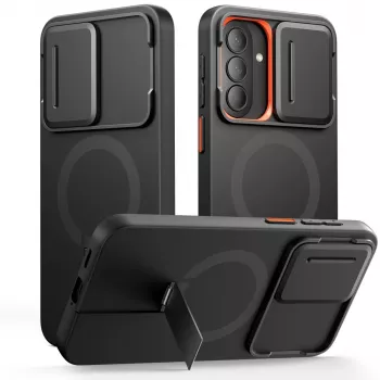 TECH-PROTECT Kevlar Aura MagSafe -kotelo Samsung Galaxy A57, musta/oranssi