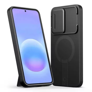 TECH-PROTECT Kevlar Aura MagSafe -kotelo Samsung Galaxy A57, musta/oranssi
