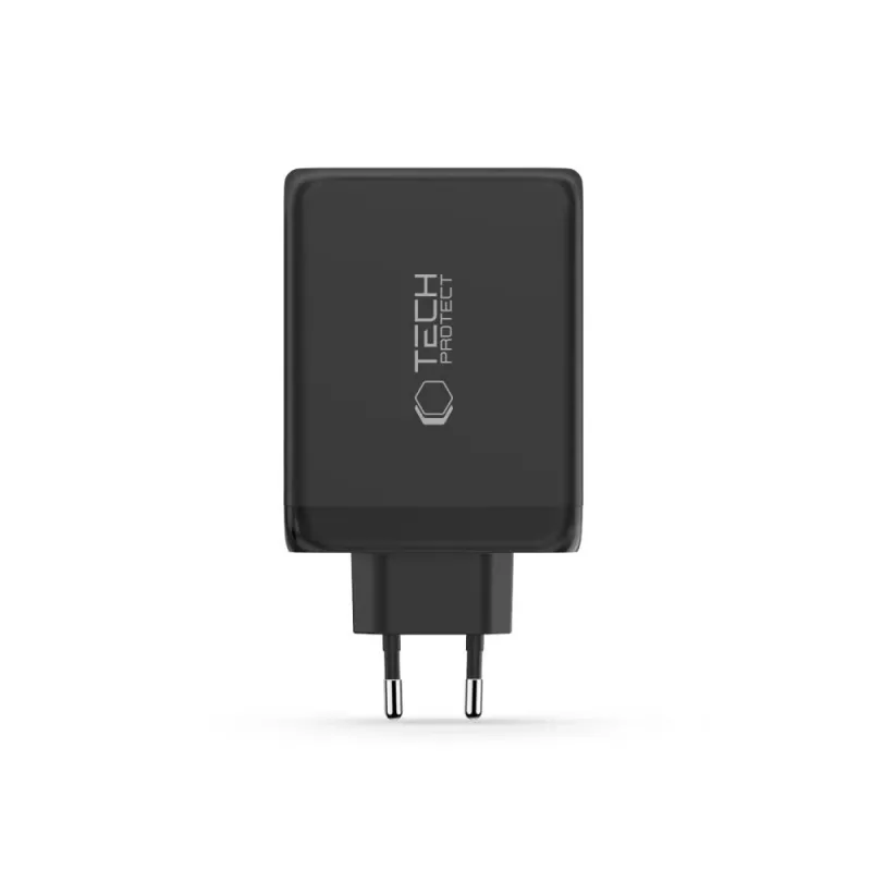 TECH-PROTECT NC200W-GAN 4-porttinen verkkolaturi PD 200W / QC3.0 musta