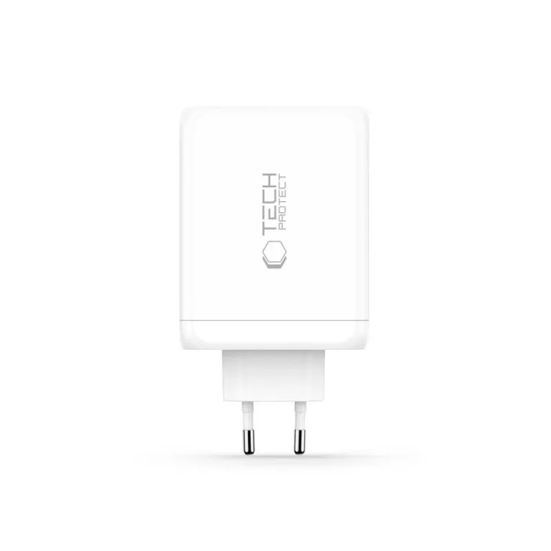 TECH-PROTECT NC200W-GAN 4-porttinen verkkolaturi PD 200W / QC3.0 valkoinen