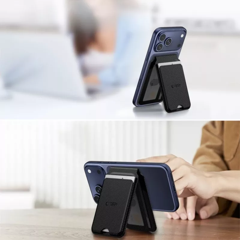 TECH-PROTECT MAGWALLET STAND MAGSAFE UNIVERSAL MAGNEETTINEN KORTTITELINE CARBON