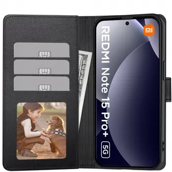 Tech-Protect -lompakkokotelo Xiaomi Poco M8 Pro / Redmi Note 15 Pro+ Plus 5G, mattamusta