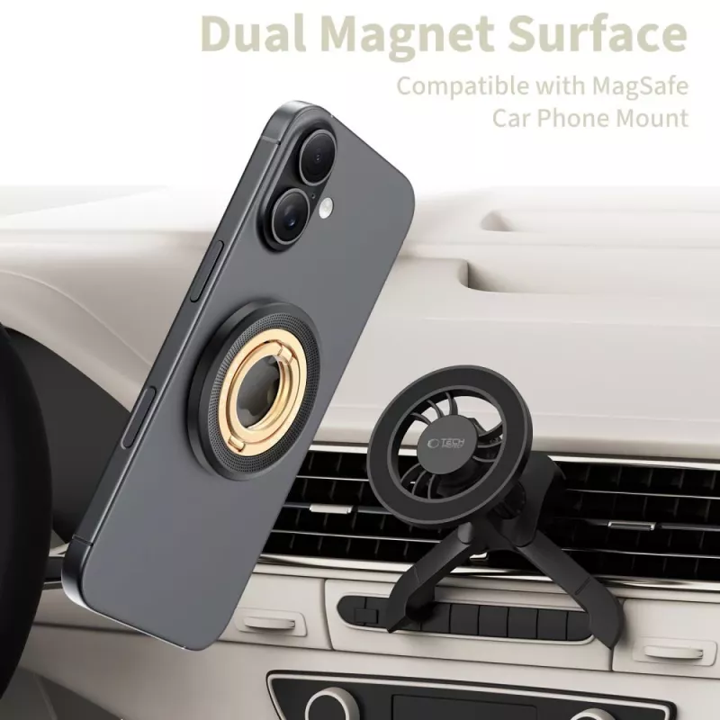 TECH-PROTECT MMR700 Lamano Magnetic MagSafe -puhelinrengas, musta/kulta
