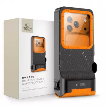 TECH-PROTECT IPX8 PRO yleinen sukellusvedenpitävä kotelo, musta/oranssi