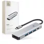 TECH-PROTECT HB01 HUB -sovitin 5in1 Type-C + USB3.0 + HDMI 4K 60HZ + PD100W SPACE GREY