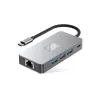 TECH-PROTECT HB05 9-in-1 USB-C -keskitinsovitin, USB 2.0, USB 3.0, HDMI 4K 60Hz, SD/TF, PD 100W, RJ45 gigabit Ethernet, Space Grey