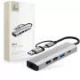 TECH-PROTECT HB03 -keskitinsovitin 5in1 Type-C + USB 2.0 + USB 3.0 + RJ45 Space Grey