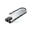 TECH-PROTECT HB02 HUB -sovitin 6-in-1 USB-C + USB 2.0 + USB 3.0 + HDMI 4K 30Hz + RJ45 + PD 100W Space Grey