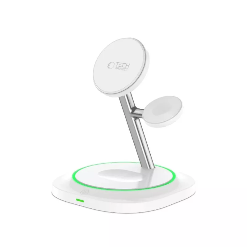 Tech-Protect QI15W-A46 3IN1 MagSafe -langaton latausasema, valkoinen
