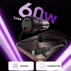 TECH-PROTECT CC05 2-porttinen autolaturi PD 60W + kaapeli, musta