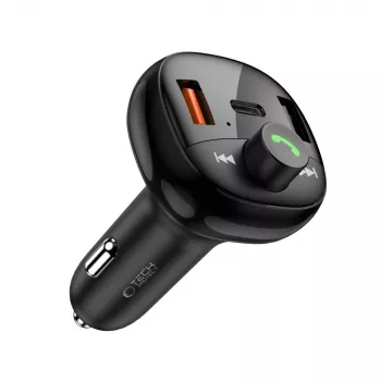 TECH-PROTECT CC06 3-porttinen autolaturi PD 72W + FM-lähetin Bluetooth, musta